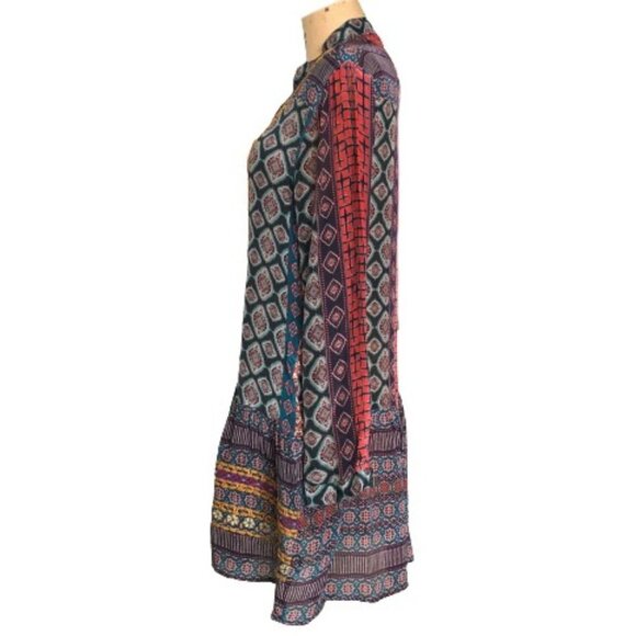 NWOT TOLANI Rory Mixed-Print with Embroidery Flounce-Hem Tunic Dress - Picture 6 of 16